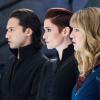 Supergirl -- "Dangerous Liaisons" -- Image Number: SPG505A_0156b.jpg -- Pictured (L-R): Jesse Rath as Brainiac-5, Chyler Leigh as Alex Danvers and Melissa Benoist as Kara/Supergirl -- Photo: Dean Buscher/The CW -- © 2019 The CW Network, LLC. All Rights Reserved.