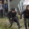 The 100 -- "Human Trials" -- Image: HU205B_0034 -- Pictured (L-R): Lindsey Morgan as Raven, Eliza Taylor as Clarke, Bob Morley as Bellamy, and Marie Avgeropoulos as Octavia -- Photo: Cate Cameron/The CW -- ÃÂ© 2014 The CW Network, LLC. All Rights Reserved
