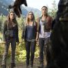 The 100 -- " Fog of War " -- Image: HU206A_0146 -- Pictured (L-R): Paige Turco as Abby, Eliza Taylor as Clarke, and Lindsey Morgan as Raven -- Photo: Cate Cameron/The CW -- ÃÂ© 2014 The CW Network, LLC. All Rights Reserved