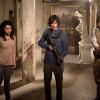 The 100 -- "Blood Must Have Blood, Part One" -- Image HU215A_0155 -- Pictured (L-R): Eve Harlow as Maya, Devon Bostick as Jasper, and Bob Morley as Bellamy -- Credit: Diyah Pera/The CW -- ÃÂ© 2015 The CW Network, LLC. All Rights Reserved