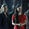 The 100 -- "Fallen" -- Image HU310b_0276 -- Pictured (L-R): Paige Turco as Abby, Erica Cerra as Alie, and Isaiah Washington as Jaha -- Credit: Bettina Strauss/The CW -- ÃÂ© 2016 The CW Network, LLC. All Rights Reserved