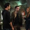 The 100 -- "The Four Horsemen" -- Image HU403a_0362 -- Pictured (L-R): Sachin Sahel as Jackson, Richard Harmon as Murphy, and Paige Turco as Abby -- Credit: Diyah Pera/The CW -- ÃÂ© 2017 The CW Network, LLC. All Rights Reserved