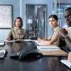 THE CODE will have a special premiere on Tuesday, April 9 (9:00-10:00 PM, ET/PT) before it moves into its regular Monday time period on April 15 (9:00-10:00 PM, ET/PT), after MAGNUM P.I. completes its season order. THE CODE is a drama about the military\'s brightest minds who take on our country\'s toughest legal challenges, inside the courtroom and out, in the only law office in the world where every attorney is trained as a prosecutor, a defense lawyer, an investigator - and a Marine. Pictured (L-R)   Dana Delany as Colonel Glenn Turnbull, Phillipa Soo as Lieutenant Harper Li  and Ato Essandoh as Major Trey Ferry Photo: Mark Schafer/CBSÃÂ©2018 CBS Broadcasting, Inc. All Rights Reserved