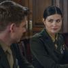 "P.O.G." -- Captains John Abraham and Maya Dobbins head to a war zone when they are assigned to opposite sides of the courtroom in the case of Marine charged with abandoning his post during combat, resulting in the deaths of three soldiers. Also, Major Trey Ferry must iron out a diplomatic spat, and Lt. Harper Li works to balance her duties to the Corps with planning her wedding, on THE CODE, Monday, April 15 (9:00-10:00 PM, ET/PT) on the CBS Television Network.  Pictured (L-R) Luke Mitchell as Captain John "Abe" Abraham and Phillipa Soo as Lieutenant Harper Li   Photo: Mark Schafer/CBS 2018 CBS Broadcasting, Inc. All Rights Reserved