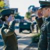 "P.O.G." -- Captains John Abraham and Maya Dobbins head to a war zone when they are assigned to opposite sides of the courtroom in the case of Marine charged with abandoning his post during combat, resulting in the deaths of three soldiers. Also, Major Trey Ferry must iron out a diplomatic spat, and Lt. Harper Li works to balance her duties to the Corps with planning her wedding, on THE CODE, Monday, April 15 (9:00-10:00 PM, ET/PT) on the CBS Television Network.  Pictured (L-R) Phillipa Soo as Lieutenant Harper Li   and Luke Mitchell as Captain John "Abe" Abraham Photo: Best Possible Screen Grab/CBS 2018 CBS Broadcasting, Inc. All Rights Reserved