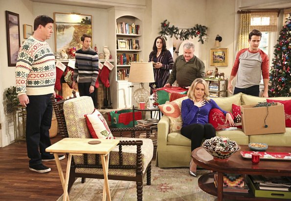 "Red Sox Swap" -- Pictured: Jimmy Dunn as Sean, Tyler Ritter as Ronny, Kelen Coleman as Jackie, Jack McGee as Arthur, Jessica St. Clair as Katrina and Joey McIntyre as Gerald. When Pam, the McCarthys\' upstairs tenant, is heartbroken over a recent breakup, Marjorie invites her to celebrate Christmas with the family and watch them play their extremely competitive annual gift exchange game, on THE MCCARTHYS, Thursday, Dec. 18 (9:30-10:00 PM, ET/PT) on the CBS Television Network. Alyson Hannigan guest stars as Pam, and Gilles Marini guest stars as Maurice. Photo Credit: Adam Taylor/Sony Pictures Television é 2014 Sony Pictures Television. "Red Sox Swap" -- Pictured: Jimmy Dunn as Sean, Tyler Ritter as Ronny, Kelen Coleman as Jackie, Jack McGee as Arthur, Jessica St. Clair as Katrina and Joey McIntyre as Gerald. When Pam, the McCarthys\' upstairs tenant, is heartbroken over a recent breakup, Marjorie invites her to celebrate Christmas with the family and watch them play their extremely competitive annual gift exchange game, on THE MCCARTHYS, Thursday, Dec. 18 (9:30-10:00 PM, ET/PT) on the CBS Television Network. Alyson Hannigan guest stars as Pam, and Gilles Marini guest stars as Maurice. Photo Credit: Adam Taylor/Sony Pictures Television é 2014 Sony Pictures Television.