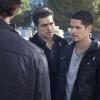 The Messengers -- "Harvest" -- Image Number: MES111a_0109.jpg -- Pictured (L-R): Diogo Morgado as The Man, JD Pardo as Raul and Sofia Black-D\'Elia as Erin -- Photo: -- Kathy Canavy/The CW -- ÃÂ© 2015 The CW Network, LLC. All rights reserved.