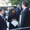 THE MINDY PROJECT: Danny (Chris Messina, L) and Mindy (Mindy Kaling, C) greet Cliff (guest star Glenn Howerton, R) at his grandmother's funeral in Part One of the one-hour &quot;French Me, You Idiot/Indian BBW&quot; Spring Premiere episode of THE MINDY PROJECT airing at a special time Tuesday, April 1 (9:00-10:00 PM ET/PT) on FOX.  &#xa9;2014 Fox Broadcasting Co. Cr: Beth Dubber/FOX
