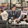 "Ghostwriter" -- Behind the scenes of the CBS series THE ODD COUPLE, scheduled to air on the CBS Television Network. Pictured L-R: Geoff Stults, Thomas Lennon, and Matthew Perry  Photo: Sonja Flemming/CBS ÃÂ©2014 CBS Broadcasting, Inc. All Rights Reserved