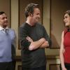 "From Here to Maturity" -- Oscar faces a personal dilemma when he dates a young nanny in the building.  Also Felix and Emily disagree about each other\'s interests, on THE ODD COUPLE, Thursday, April 21, 2016 (8:30-9:00 PM, ET/PT), on the CBS Television Network.   Pictured L-R: Thomas Lennon as Felix Unger, Matthew Perry as Oscar Madison, and Teri Hatcher as Charlotte Photo: Sonja Flemming/CBS ÃÂ©2015 CBS Broadcasting, Inc. All Rights Reserved