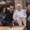 "Madison and Son" -- Oscar\'s dream comes true when he is asked to throw out the first pitch at the New York Mets game.  Also, Felix surprises Oscar and invites his father to be there for the big day, on THE ODD COUPLE, Thursday, April 28, 2016 (8:30-9:00 PM, ET/PT), on the CBS Television Network. Pictured L-R: Behind the scenes with Yvette Nicole Brown, Matthew Perry, Executive Consultant Garry Marshall, and Thomas Lennon Photo: Cliff Lipson/CBS ÃÂ©2015 CBS Broadcasting, Inc. All Rights Reserved