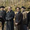 Jamie Bell as Abe Woodhull, Kevin McNally as Richard Woodhull, Seth Numrich as Ben Tallmadge, Daniel Henshall as Caleb Brewster - TURN: Washington's Spies _ Season 4, Episode 3 - Photo Credit: Antony Platt/AMC