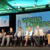 2015 FOX WINTER TCA: (L-R) Cast Members Meera Rohit Kumbhani, Nate Torrence, Zachary Knighton, and Becki Newton, Creator/Executive Producer Michael J. Weithorn, Executive Producer/Director Jake Kasdan, and Executive Producer Melvin Mar during the THE WEIRD LONERS panel at the 2015 FOX WINTER TCA on Saturday, Jan. 17 at the Langham Hotel in Pasadena CA.  CR: Frank Micelotta/FOX