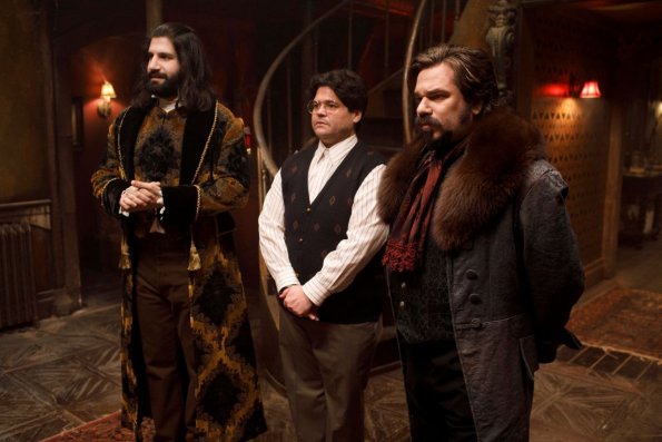 WHAT WE DO IN THE SHADOWS -- "Pilot" -- Season 1, Episode 1 -  Pictured (l-r): Kayvan Novak as Nandor, Harvey Guillen as Guillermo, Matt Berry as Laszlo. CR: John P Johnson/FX