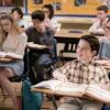 "Gluons, Guacamole, and the Color Purple" - Pictured: Sheldon (Iain Armitage). When Sheldon is no longer academically challenged at Medford High, he audits a college class taught by Dr. John Sturgis (Wallace Shawn), on YOUNG SHELDON, Thursday, April 19 (8:31-9:01 PM, ET/PT) on the CBS Television Network. Photo: Michael Desmond/Warner Bros. Entertainment Inc. ÃÂ© 2018 WBEI. All rights reserved.