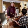 "Albert Einstein and the Story of Another Mary" -- Pictured: George Sr. (Lance Barber) and Sheldon (Iain Armitage).  Inspired by his hero, Albert Einstein, Sheldon tries his hand at the violin. Also, Mary and Meemaw secretly buy a pregnancy test when Mary thinks she\'s pregnant, on YOUNG SHELDON, Thursday, March 7 (8:31-9:01 PM, ET/PT) on the CBS Television Network. Photo: Erik Voake/CBS ÃÂ©2019 CBS Broadcasting, Inc. All Rights Reserved