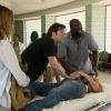 "Eats, Shoots, and Leaves" and "Wild Things" --  When Jackson is injured after a run-in with the rebels in Zambia, the team rushes him to a hospital in Zimbabwe and finds it overrun by wild animals. While Jackson undergoes emergency surgery, Mitch and Jamie work to formulate a cure using the Mother Cell and leopard DNA. Victory is within reach until a shocking turn of events jeopardizes everything, on a special two-hour episode of ZOO, Tuesday, Sept. 8 (9:00-11:00 PM, ET/PT), on the CBS Television Network.   Pictured (L-R) Billy Burke as Mitch Morgan, James Wolk  as Jackson Oz, and Nonso Anozie as Abraham Kenyatta,   Photo Credit: Cook Allender /CBS ÃÂ© 2015 CBS Broadcasting Inc. All Rights Reserved