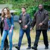 "Pangaea" and "Clementine" -- Mitch and Jamie hatch a daring plan to undermine the Noah Objective once and for all, and the team reunites on the Island of Pangaea where the final pieces of the cure are put in place, on the special two-hour second season finale of ZOO, Tuesday, Sept. 6 (9:00-11:00 PM, ET/PT), on the CBS Television Network. Pictured (l-r) Kristen Connolly as Jamie Campbell, James Wolk as  Jackson Oz and Nonso Anozie as Abraham Kenyatta Photo: Shane Harvey /CBSÃÂ©2016 CBS Broadcasting, Inc. All Rights Reserved