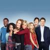 I HATE MY TEENAGE DAUGHTER: Nikki (Katie Finneran, third from L) and Annie (Jaime Pressly, fourth from L) are single moms, best friends and former nerds raising their privileged and overly indulged daughters in the new  comedy I HATE MY TEENAGE DAUGHTER premiering Wednesday, Nov. 30 (9:30-10:00 PM ET/PT) on FOX. (Pictured from L-R: Chad L. Coleman, Aisha Dee, Katie Finneran, Jaime Pressly, Kristi Lauren, Eric Sheffer Stevens and Kevin Rahm.  &#xa9;2011 Fox Broadcasting Co. Cr: Gavin Bond/FOX.