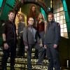 STARGATE ATLANTIS -- Pictured: (l-r) Joe Flanigan as Lt. Col. John Sheppard, Jewel Staite as Dr. Jennifer Keller, Robert Picardo as Richard Woolsey, Jason Momoa as Ronan Dex, Rachel Luttrell as Teyla Emmagan, David Hewlett as Dr. Rodney McKay -- SCI FI Channel Photo: F. Scott Schafer.