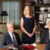 "The Real Deal" - Danny and Baez grapple with a year-old homicide investigation brought to their attention by Maggie (Callie Thorme), the medium who previously helped them solve a case. Also, Frank must find a way to help ex-partner Lenny Ross after his daughter is arrested, Jamie and Eddie go apartment hunting, and Erin faces off against a cold-blooded defense attorney from her past, on the season 10 premiere of BLUE BLOODS, Friday, Sept. 27 (10:00-11:00 PM, ET/PT) on the CBS Television Network. Pictured: Gregory Jbara as Garrett Moore, Abigail Hawk as Abigail Baker, Robert Clohessy as Lt. Gormley. Photo: John Paul Filo/CBS ©2019 CBS Broadcasting Inc. All Rights Reserved.