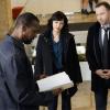 "Authority Figures" -- When a video surfaces of officers partaking in a clear case of entrapment, Frank focuses on finding the cop who leaked the video. Also, Eddie retaliates against a co-worker who is pranking Jamie; Danny and Baez investigate the murder of a tabloid writer who worked in the hip-hop scene; and Erin gives a high-profile case to a young ADA under her tutelage, on BLUE BLOODS, Friday, Dec. 7 (10:00-11:00 PM, ET/PT) on the CBS Television Network. Pictured:  Marisa Ramirez, Leon, Donnie Wahlberg. Photo: John Paul Filo/CBS  ÃÂ©2018CBS Broadcasting Inc. All Rights Reserved.