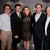 BONES: (L-R) 20th Television President of Creative Affairs Jonathan Davis, David Boreanaz and Emily Deschanel, Fox Television Group Chief Operation Officer Joe Earley and Fox President of Entertainment David Madden arrive on the red carpet at the BONES 200TH EPISODE CELEBRATION on Monday, Dec. 8 at Herringbone in West Hollywood, CA.  CR: Dan Steinberg/FOX