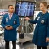 BONES:  Brennan (Emily Deschanel, R) and Dr. Clark Edison (guest star Eugene Byrd) continue to investigate who framed Booth for murder in the "The Lance to the Heart" episode of BONES airing Thursday, Oct. 2 (8:00-9:00 PM ET/PT) on FOX.  ©2014 Fox Broadcasting Co.  Cr:  Jordin Althaus/FOX