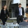 BONES:  Brennan (Emily Deschanel, L) and Booth (David Boreanaz, L) interview a suspect to help determine who is masterminding the government conspiracy that framed Booth for murder in the "The Lance to the Heart" episode of BONES airing Thursday, Oct. 2 (8:00-9:00 PM ET/PT) on FOX.  ©2014 Fox Broadcasting Co.  Cr:  Patrick McElhenney/FOX