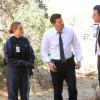 BONES:  Brennan (Emily Deschanel, L), Booth (David Boreanaz, C) and FBI Special Agent James Aubrey (John Boyd, R) arrive at a crime scene in the "The Lost Love in the Foreign Land" episode of BONES airing Thursday, Nov. 6 (8:00-9:00 PM ET/PT) on FOX.  ©2014 Fox Broadcasting Co.  Cr:  Patrick McElhenney/FOX