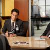 BONES:  Booth (David Boreanaz, R) and FBI Special Agent James Aubrey (John Boyd, C) question Sandra Zins (guest star Phyllis Logan, L) in the "The Lost Love in the Foreign Land" episode of BONES airing Thursday, Nov. 6 (8:00-9:00 PM ET/PT) on FOX.  ©2014 Fox Broadcasting Co.  Cr:  Jennifer Clasen/FOX