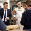 BONES:  Booth (David Boreanaz, L) questions owners of a local bakery known for employing former felons in the "The Baker In The Bits" episode of BONES airing Thursday, April 9 (8:00-9:00 PM ET/PT) on FOX. ©2015 Fox Broadcasting Co. Cr: Jordin Althaus/FOX
