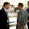 BONES:  Booth (David Boreanaz, L) and Aubrey (John Boyd, R) question the owner of a bakery (guest star Jason Gray-Stanford, C) in the "The Baker In The Bits" episode of BONES airing Thursday, April 9 (8:00-9:00 PM ET/PT) on FOX. ©2015 Fox Broadcasting Co. Cr: Jordin Althaus/FOX