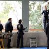 BONES:  Hodgins (T.J. Thyne, second from R), Cam (Tamara Taylor, third from L) Brennan (Emily Deschanel, L) and Booth (David Boreanaz, second from L) investigate the murder of a professional mini-golfer whose dead body is found in a parking structure, in the "The Putter In The Rough" episode of BONES airing Thursday, April 16 (8:00-9:00 PM ET/PT) on FOX. ©2015 Fox Broadcasting Co. Cr: Adam Taylor/FOX