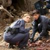 BONES:  Brennan (Emily Deschanel, L) and Cam (Tamara Taylor, R) collect evidence at a crime scene in the "The Big Beef At The Royal Diner" episode of BONES airing Thursday, April 30 (8:00-9:00 PM ET/PT) on FOX.  ©2015 Fox Broadcasting Co. Cr: Patrick McElhenney/FOX