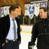 BONES:  L-R: David Boreanaz and guest star Jeremy Roenick in the “The Head in the Abutment” episode of BONES airing Thursday, June 16 (8:00-9:00 PM ET/PT) on FOX. ©2016 Fox Broadcasting Co. Cr:  Patrick McElhenney/FOX