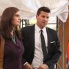 BONES:  Brennan (Emily Deschanel, L) and Booth (David Boreanaz, C) interview the foreman (Omar J. Dorsey, R) in charge of renovating the office of a recently murdered high-powered divorce lawyer in "The Partners in the Divorce" episode of BONES airing Monday, Sept. 24 (8:00-9:00 PM ET/PT) on FOX.  ©2012 Fox Broadcasting Co.  Cr:  Patrick McElhenney/FOX