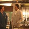 BONES:   Brennan (Emily Deschanel, R) and Hodgins (TJ Thyne, L) question Jeffersonian intern Arastoo Vazir (guest star Pej Vahdat, C) in the &quot;The Patriot in Purgatory&quot; episode of BONES airing Monday, Nov. 12 (8:00-9:00 PM ET/PT) on FOX.  &#xa9;2012 Fox Broadcasting Co.  Cr:  Patrick McElhenney/FOX