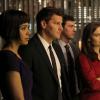 BONES:   L-R:  Cam (Tamara Taylor), Booth (David Boreanaz), Sweets (John Francis Daley) and Brennan (Emily Deschanel) investigate the death of a young boy in the milestone 150th episode of BONES, &quot;The Ghost in the Machine,&quot; airing Monday, Dec. 3 (8:00-9:00 PM ET/PT) on FOX.  &#xa9;2012 Fox Broadcasting Co.  Cr:  Patrick McElhenney/FOX