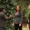 BONES:  Brennan (Emily Deschanel, C) and Booth (David Boreanaz, R) talk with Akshay Mirza (guest star Vik Sahay, L) after he learns of the death of his business partner in the &quot;The Twist in the Plot&quot; episode of BONES airing Monday, Jan. 28 (8:00-9:00 PM ET/PT) on FOX.  &#xa9;2013 Fox Broadcasting Co.  CR:  Patrick McElhenney/FOX