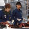 BONES:  L-R:  Hodgins (TJ Thyne), Cam (Tamara Taylor) and Brennan (Emily Deschanel) examine remains that were found in a gorge under a bridge in the &quot;The Shot in the Dark&quot; episode of BONES airing Monday, Feb. 11 (8:00-9:00 PM ET/PT) on FOX.  &#xa9;2013 Fox Broadcasting Co.  Cr: Jordin Althaus/FOX