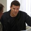 BONES:  Booth (David Boreanaz, C) is worried about Brennan's (Emily Deschanel, R) condition after she is shot while working late at the Jeffersonian lab in the &quot;The Shot in the Dark&quot; episode of BONES airing Monday, Feb. 11 (8:00-9:00 PM ET/PT) on FOX.  Also pictured: guest star Ryan O'Neal, L.  &#xa9;2013 Fox Broadcasting Co. Cr: Jordin Althaus/FOX
