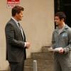 BONES:  While investigating the murder of a young boy, Booth (David Boreanaz, L) interviews the boy's friend (guest star Nick Thurston, R) who may have involved the two in illegal activity in the &quot;The Friend in Need&quot; episode of BONES airing Monday, Feb. 18 (8:00-9:00 PM ET/PT) on FOX.  &#xa9;2013 Fox Broadcasting Co. Cr: John Johnson/FOX
