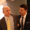 BONES:  Booth (David Boreanaz, R) races against time to persuade a scientist (guest star Lennie Loftin, L) to help the Jeffersonian team stop a viral outbreak in the "The Pathos in the Pathogens" episode of BONES airing Monday, April 22 (8:00-9:00 PM ET/PT) on FOX.  ©2013 Fox Broadcasting Co.  Cr:  Patrick McElhenney/FOX