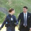 BONES: Brennan (Emily Deschanel, L) and Booth (David Boreanaz, R) investigate the murders of several FBI agents with whom Booth was close in the &quot;The Secret in the Siege&quot; season finale episode of BONES airing Monday, April 29 (8:00-9:00 PM ET/PT) on FOX. &#xa9;2013 Fox Broadcasting Co. Cr: Patrick McElhenney/FOX