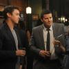 BONES:  Booth (David Boreanaz, C), Brennan (Emily Deschanel, R) and Sweets (John Francis Daley, C) celebrate solving their case in the "El Carnicero en el Coche" episode of BONES airing Monday, Sept. 23 (8:00-9:00 PM ET/PT) on FOX.  ©2013 Fox Broadcasting Co.  Cr:  Ray Mickshaw/FOX