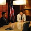 BONES:  Booth (David Boreanaz, C) and Sweets (John Francis Daley, L) interview the wife (guest star Rebecca McFarland, R) of a recently murdered man suffering from cancer in the &quot;The Lady on the List&quot; episode of BONES airing Monday, Oct. 14  (8:00-9:00 PM ET/PT) on FOX.  &#xa9;2013 Fox Broadcasting Co.  Cr:  Ray Mickshaw/FOX