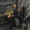 BONES:  Brennan (Emily Deschanel, R) and Booth (David Boreanaz, L) rappel down a cliff to investigate remains in the "The Lady on the List" episode of BONES airing Monday, Oct. 14  (8:00-9:00 PM ET/PT) on FOX.  ©2013 Fox Broadcasting Co.  Cr:  Ray Mickshaw/FOX