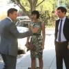 BONES:  Booth (David Boreanaz, L) asks the team (L-R:  Tamara Taylor, John Francis Daley, TJ Thyne and Michaela Conlin) to handle a murder case that occurs at the time of Brennan and Booth's wedding rehearsal, so that Brennan can focus on their wedding plans in the &quot;The Woman in White&quot; episode of BONES airing Monday, Oct. 21 (8:00-9:00 PM ET/PT) on FOX.  &#xa9;2013 Fox Broadcasting Co.  Cr:  Patrick McElhenney/FOX