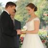BONES: Brennan (Emily Deschanel, R) and Booth (David Boreanaz, L) are married in the &quot;The Woman in White&quot; episode of BONES airing Monday, Oct. 21 (8:00-9:00 PM ET/PT) on FOX. Also pictured:  guest star Mather Zickel. &#xa9;2013 Fox Broadcasting Co.  Cr:  Ray Mickshaw/FOX